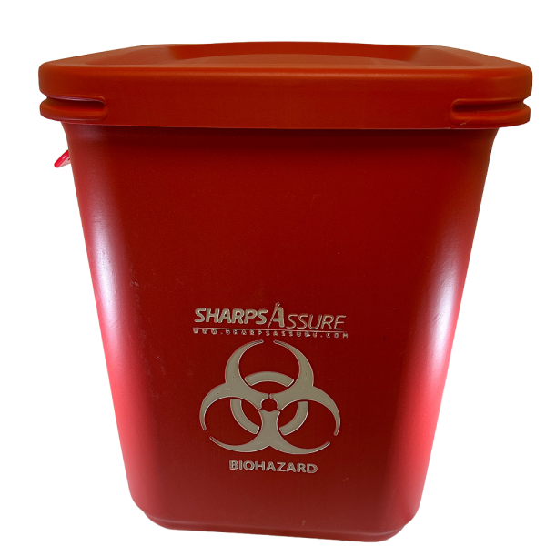 Sharps Assure SA28GU-5Q 18.9" x 18.9" 28 Gal Snap Plastic Red Sharps Container - Image 3