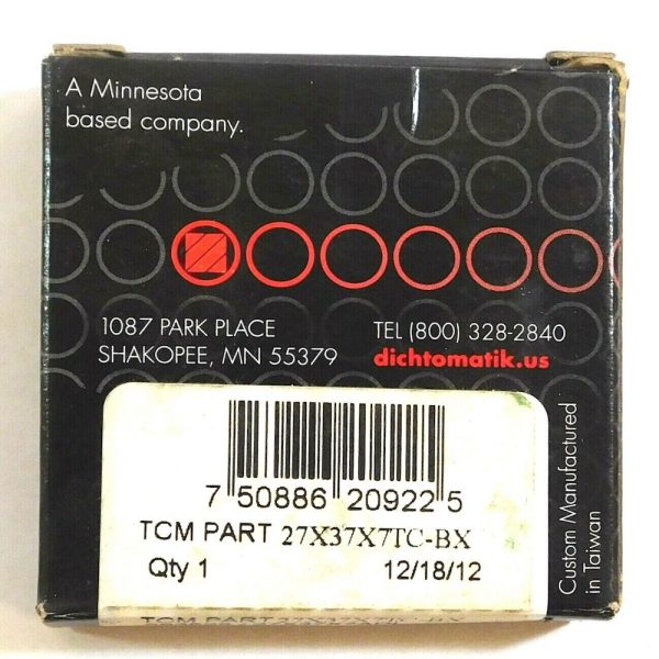 TCM 27X37X7TC-BX 1.063" x 1.457" x 0.276" NBR/Carbon Steel TC Oil Seal - Image 3