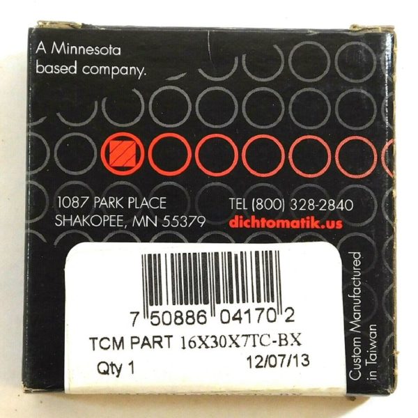 TCM 16X30X7TC-BX 0.630" x 1.181" x 0.276" NBR/Carbon Steel TC Oil Seal - Image 3