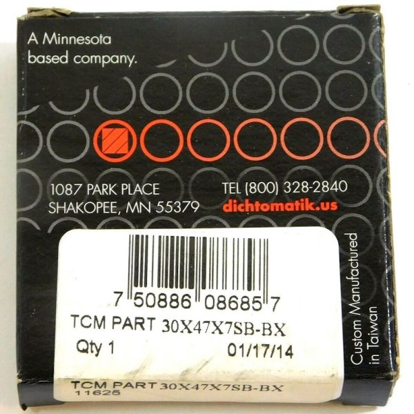 TCM 30X47X7SB-BX 1.181" x 1.850" x 0.276" NBR/Carbon Steel SB Oil Seal - Image 3