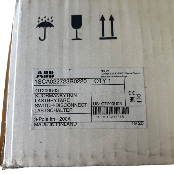 ABB OT200U03 200A 3P 600V Panel Mount Non-Fused Disconnect Switch - Image 4