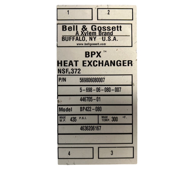 Bell & Gossett BP422-80-LCA Heat Exchanger