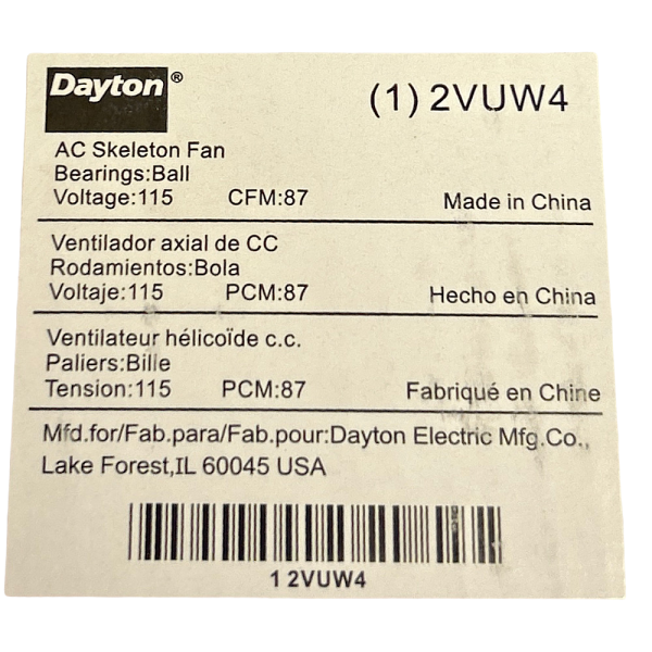 Dayton 2VUW4 Axial Fan