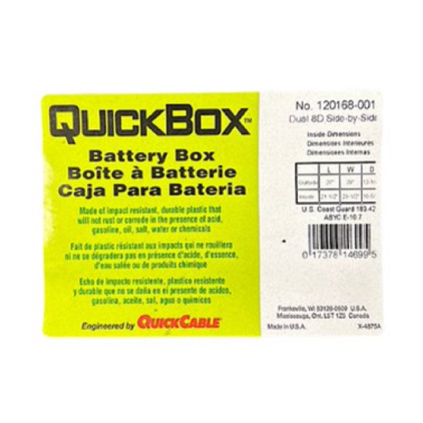 Quickcable 120168-360-001 Commercial Vehicles Dual Group 8D Battery Box - Image 4