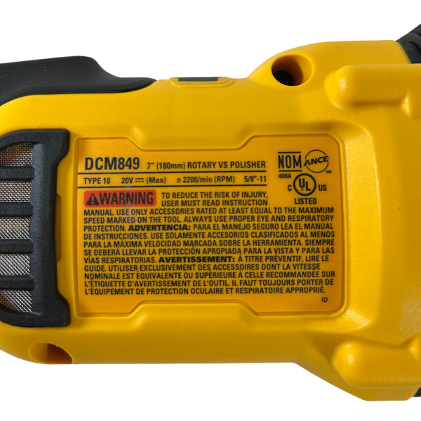 DeWalt DCM849 7" x 5/8"-11 20V Variable Speed Hook and Loop Cordless Polisher - Image 3