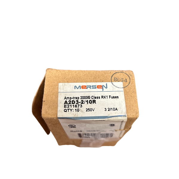 Mersen A2D3-2/10 2" x 9/16" 250V 3-2/10A Cylindrical Body Fuse (Pack of 10) - Image 3