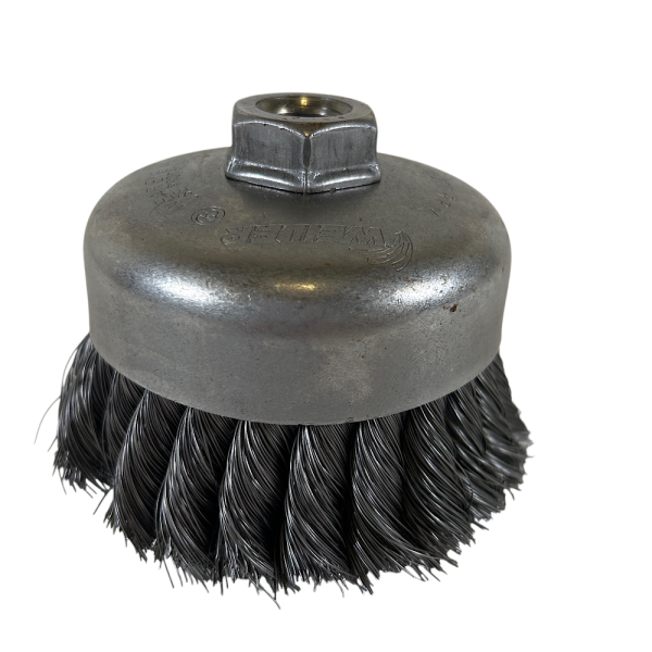 Weiler 93397 4" x 5/8"-11 x 0.014" 10200 RPM Twisted Steel Cup Brush