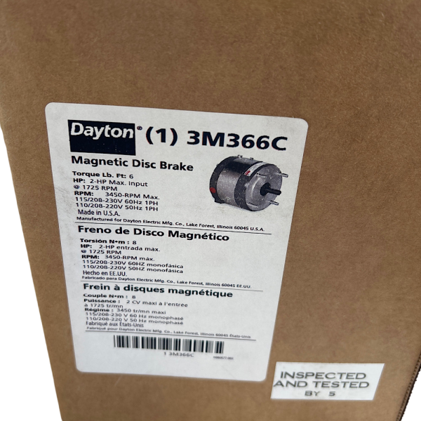 Dayton 3M366C 115/208-230V 1PH Dripproof C-Face Magnetic Disc Brake - Image 3