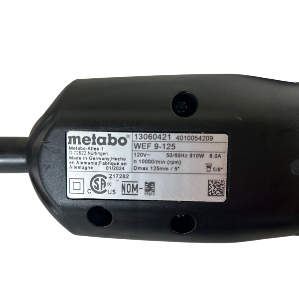 Metabo WEF 9-125 5" 8A 10000 RPM 120V Trigger Switch Angle Grinder - Image 3