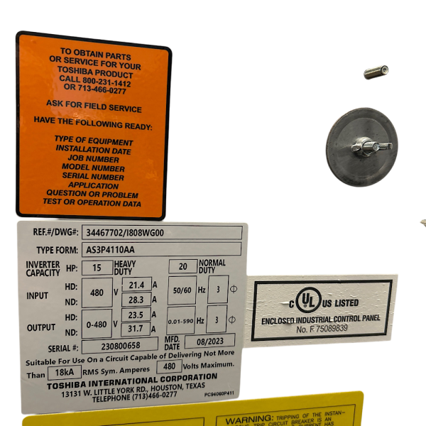 Toshiba AS3P4110AA 460V 3PH 15HP/20HP 23.5A/31.7A Variable Frequency Drive - Image 7