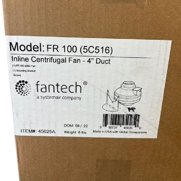 Fantech FR100 151 CFM 120V Totally Enclosed Thermoplastic In-Line Duct Fan - Image 4