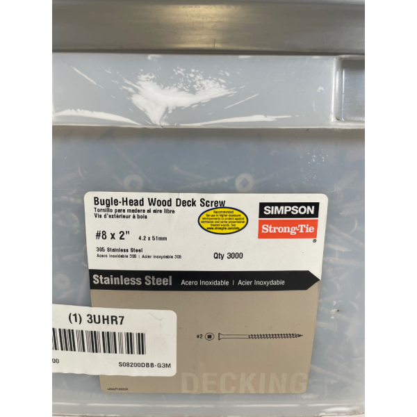 Simpson S08200BB #8 x 2" 305 SS Bugle-Head Wood Deck Screw (Box of 3000) - Image 3
