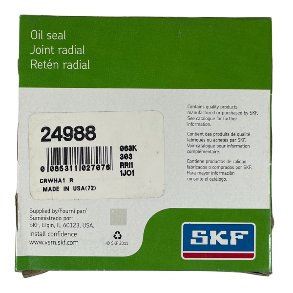 SKF 24988 2.5" x 3.5" x 0.438" Double Lip CRWHA1 Nitrile Rubber Oil Seal - Image 5